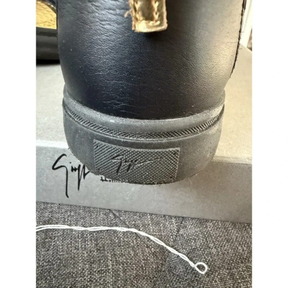 Giuseppe Zanotti Mens Gold Studded High Top Shoes Double Zip Buckle Sz 44